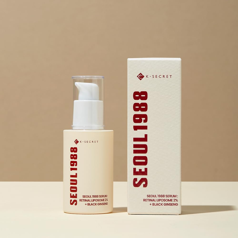K-SECRET SEOUL 1988 Retinal Serum: 2% Retinal Liposome Black Ginseng Extract Niacinamide Bakuchiol Vitamin C & 3 Peptides for Wrinkle Care Anti Aging - Korean Skincare Fragrance Free Paraben Free Cruelty Free 1 FL OZ