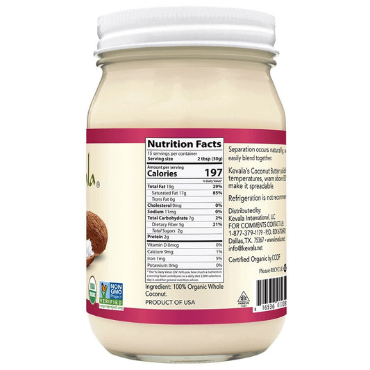 Kevala Organic Coconut Butter 16oz (454g)
